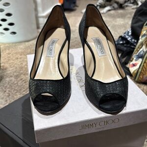 Jimmy Choo Black Peep Toe Heels